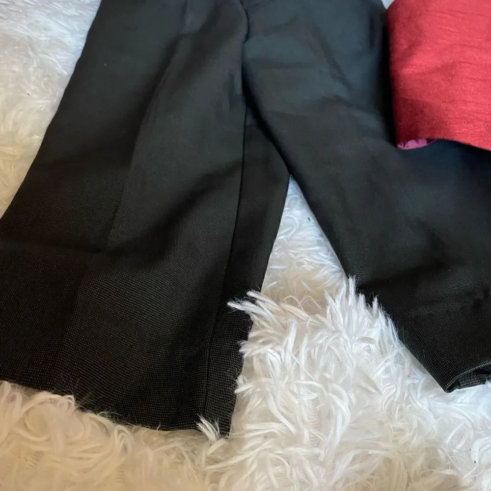 Van Heusen Black Boy Size 4 Dress Slacks & Boy S/M Maroon Dress Vest